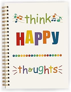Inspirational Notebook, Think Happy Thoughts Motivational Spiral Notebook 5.5x8.3, Inspirational Journal for Women for Note Taking, Motivational Spiral Journal