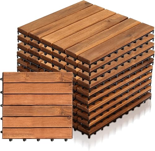 Lot de 11 dalles en bois d'acacia Yakimz