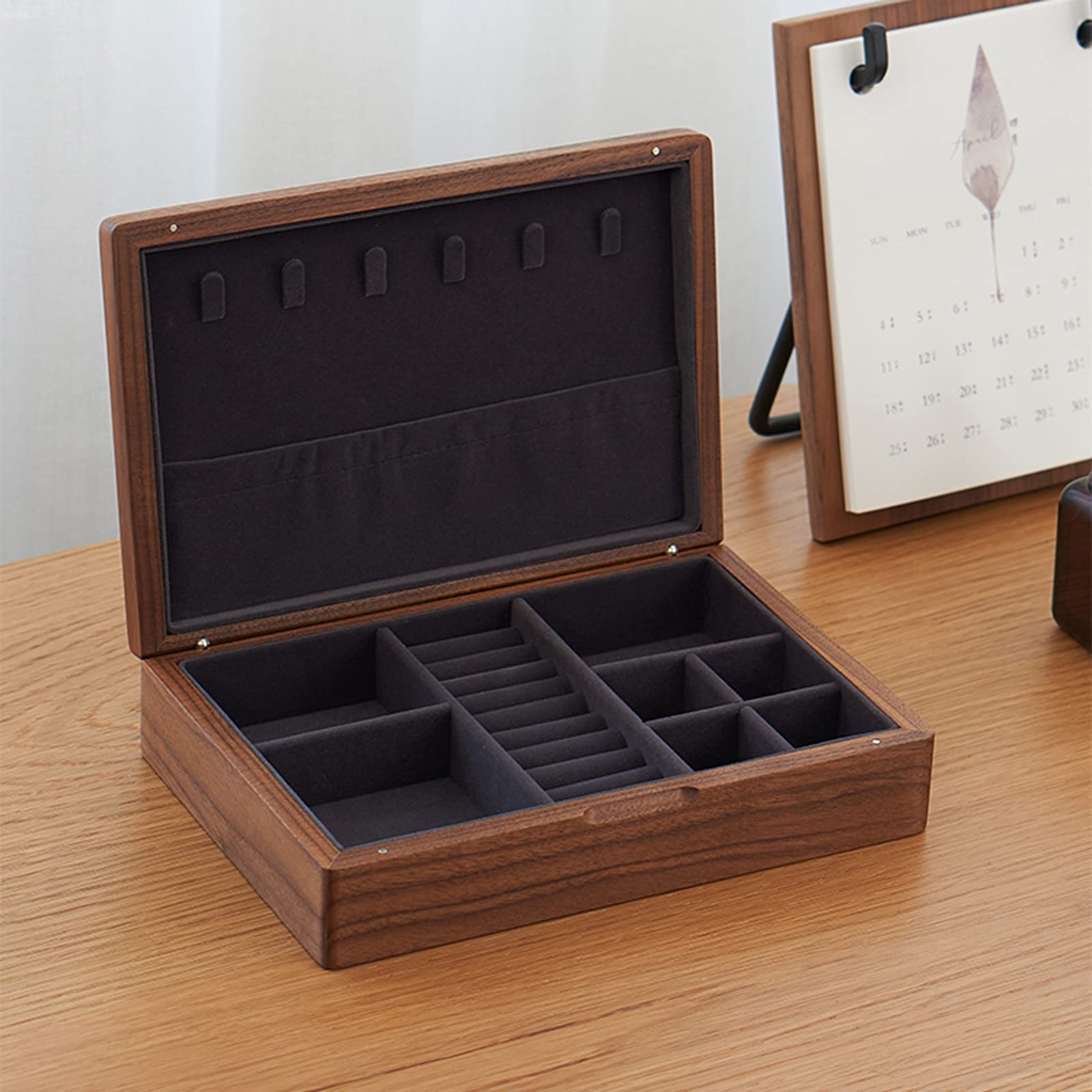 Caja Joyero Organizador Caja de almacenamiento de joyería de gran capacidad Joyería de madera Organizador de joyería Caja Contenedores de artesanía for gemelos, anillos, colgantes, organización de cad
