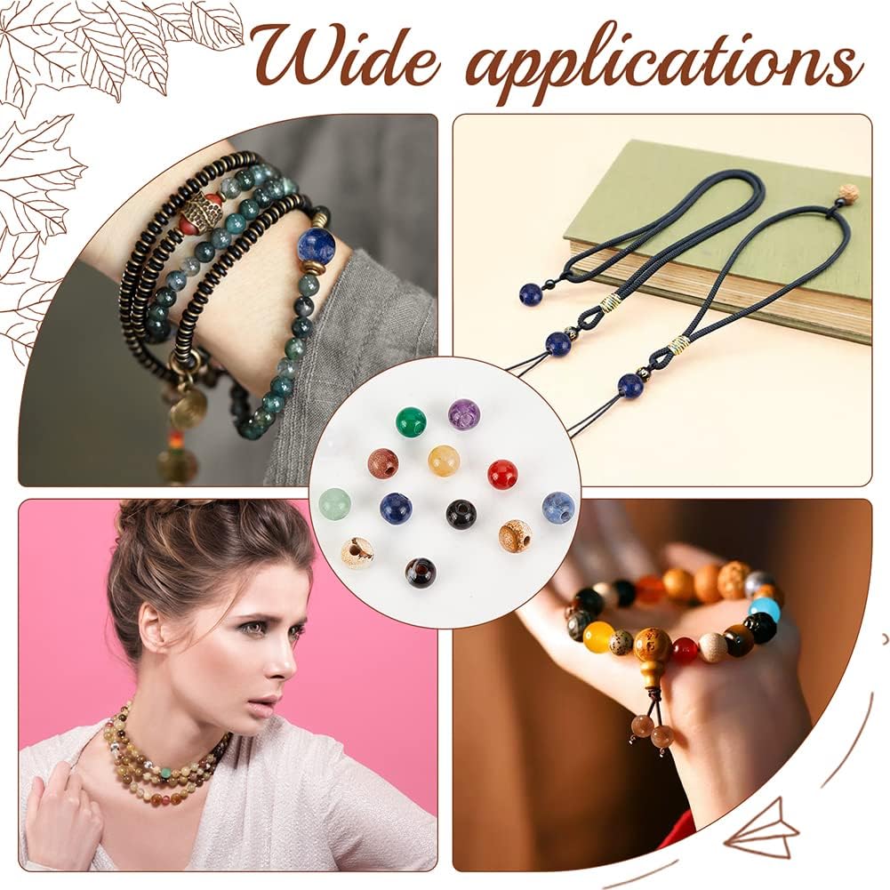 OLYCRAFT 36 Pcs 8mm Natural Stone Beads Random Round Loose Gemstones 2.5mm/0.1 Inch Hole Beads Assorted Large Hole Stones for DIY Necklace Charm Bracelet Jewelry Making - Image 7