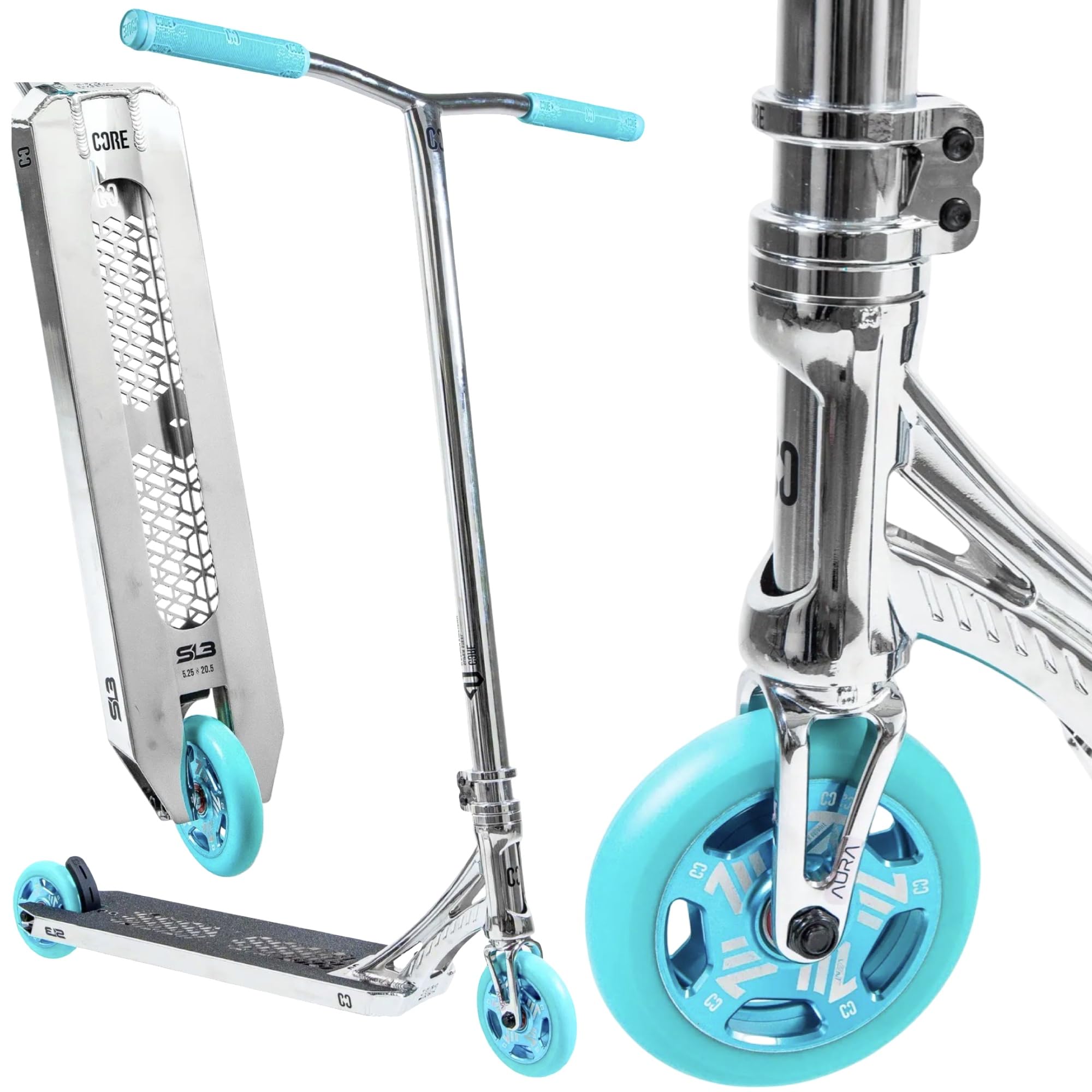 CORE hulajnoga wyczynowa Trick Tret Roller 110 mm, ABEC 9, dla początkujących i profesjonalistów, od 5 lat, wysokość 78-95 cm, + naklejka Fantic26