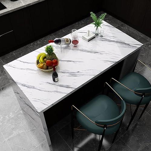 Miniatura 3 de Erfoni Papel tapiz adhesivo de mármol gris y blanco, papel tapiz de granito, despegar y pegar para encimera, 11.8 x 78.7 pulgadas, papel de pared