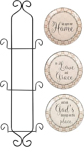 Miniatura 4 de We Open Our Home - Mini placas de pared de cerámica con estante de exhibición de metal, juego de 3