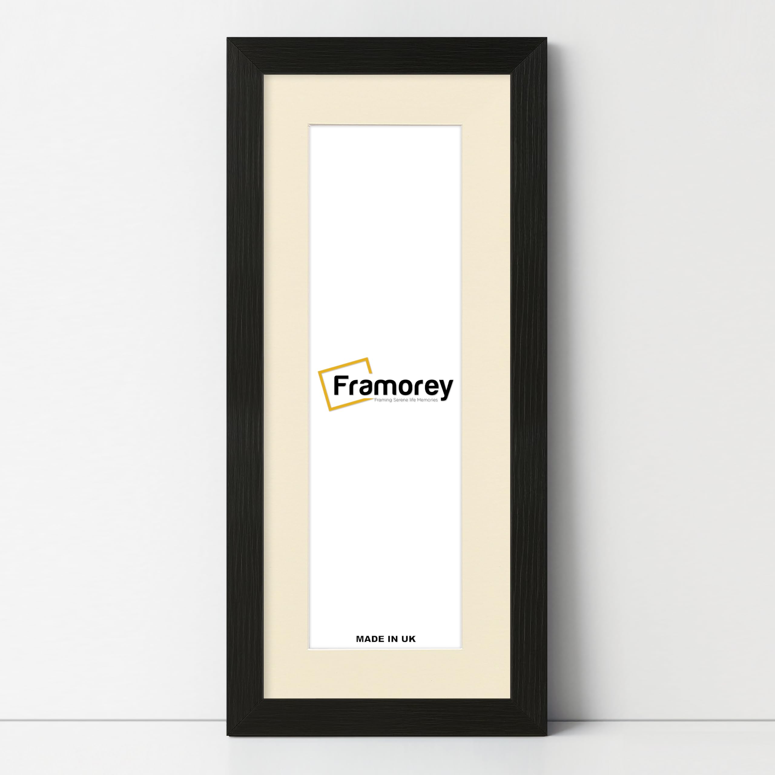 FRAMOREY Panoramic Style, Oxford Flat Wooden Effect Picture Frame, 26x12" Size Ash Black Photo Frame With 22x8" Size Ivory Mount, Handmade Frame, Wall Art Hanging Frame, Best Home Decor Frames