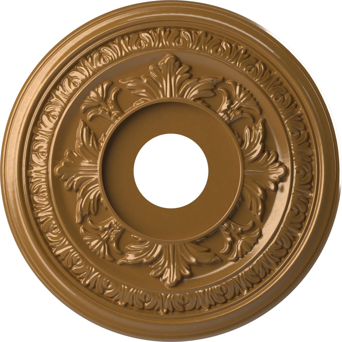 Ekena Millwork CMP16BADVG Baltimore Thermoformed PVC Ceiling Medallion (Fits Canopies up to 6 1/2"), 16"OD x 3 1/2"ID x 1"P, Universal Aged Metallic Vintage Gold