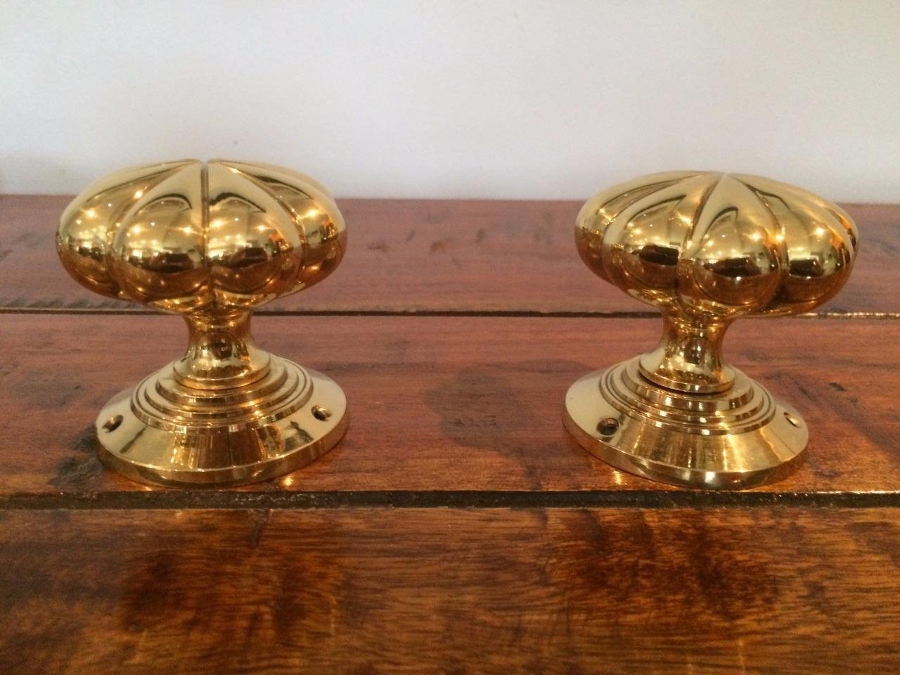 Chattels Gold Stunning Pair Of Large Mortice Flower Door Knobs In Solid Brass Handles Kln-Pl