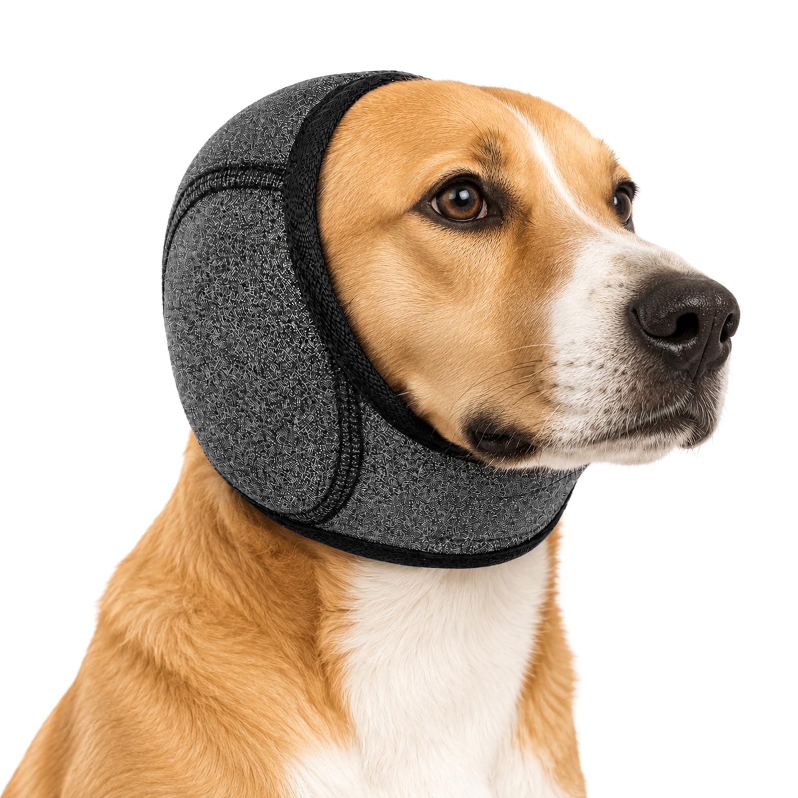 Dog Ear Muffs for Noise Protection Dark Grey Calming Ear Cover Size Medium