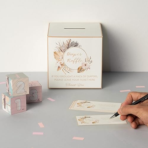 Miniatura 7 de 50 boletos para sorteo de pañales para baby shower, juegos de baby shower, decoraciones bohemias para baby shower, caja de rifa de pañales para baby