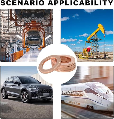 Miniatura 6 de 10 juntas de tapón de drenaje de aceite, juntas de sellado de aceite Cooper Crush de 0.551 in, juntas de tapón de drenaje de repuesto automotriz