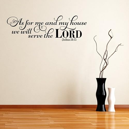 Miniatura 3 de Calcomanías de vinilo con texto en inglés As for Me and My House We Will Serve The Lord Quote para pared, diseño de Joshua 2415 palabras extraíbles