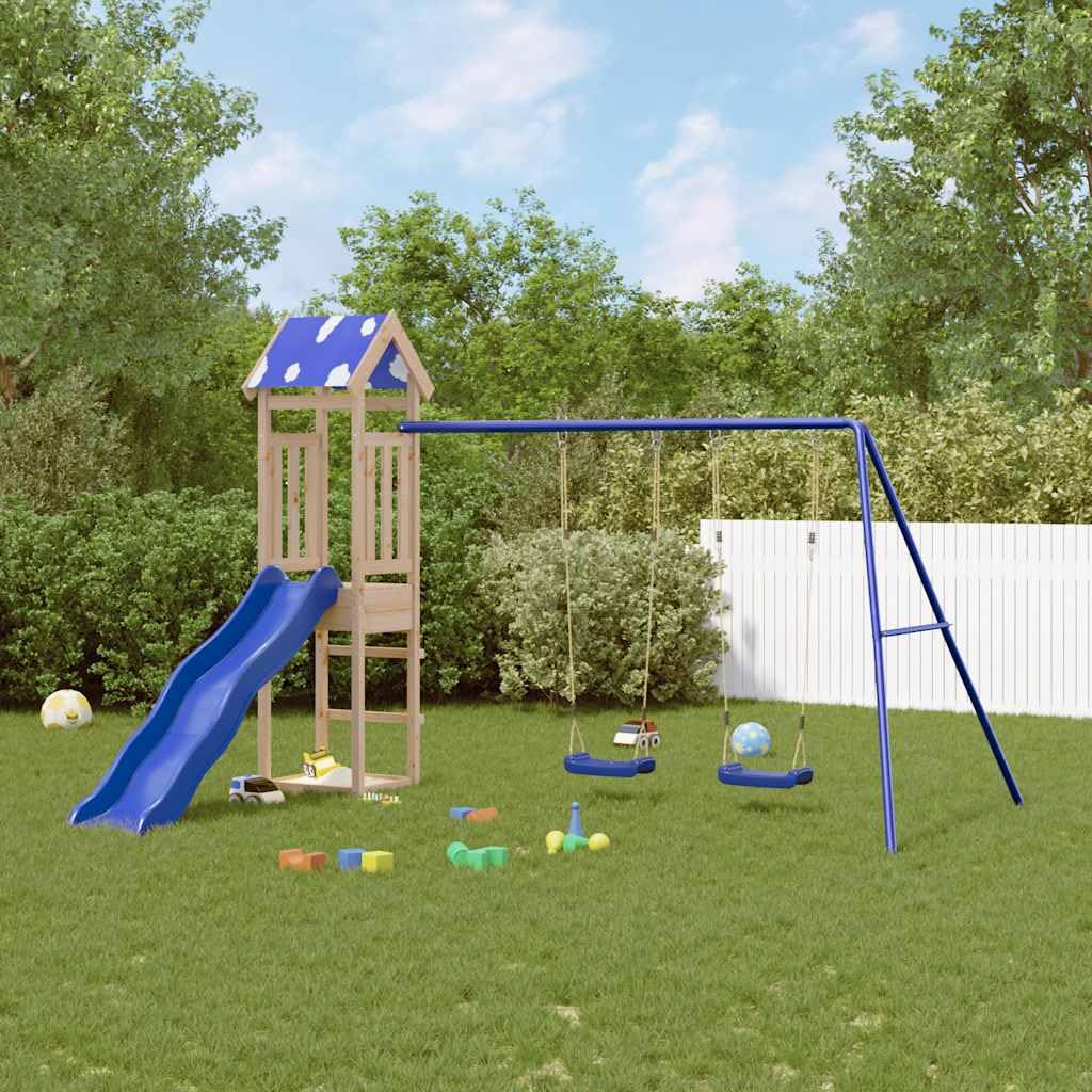 Spielturm Massivholz Kiefer mit Schaukel, Rutsche, Sandkasten und Klettergerüst für Garten, Outdoor Spielplatz, Kinderspielgerät mit Sicherheit und Bewegung, Freizeitspaß im Hof