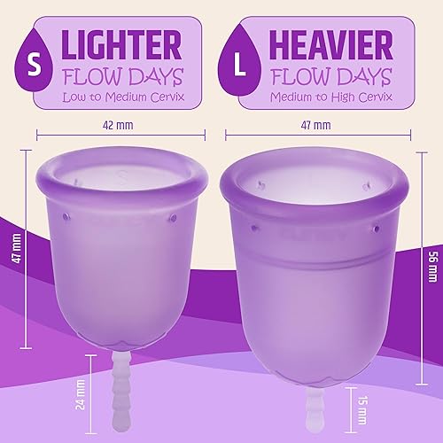 Miniatura 2 de Venus Taza menstrual grande alta capacidad para flujo pesado fabricada en Estados Unidos 100 silicona de grado médico reutilizable para cuello