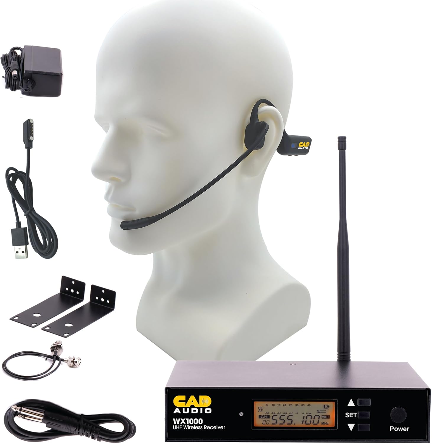 CAD Audio WX1000HW UHF Wireless Headworn Microphone System – 100 Channels, 295ft Range, Rechargeable
