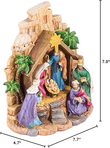Miniatura 6 de Figura LED de pesebre de 8 pulgadas con estrella iluminada con pilas Roman