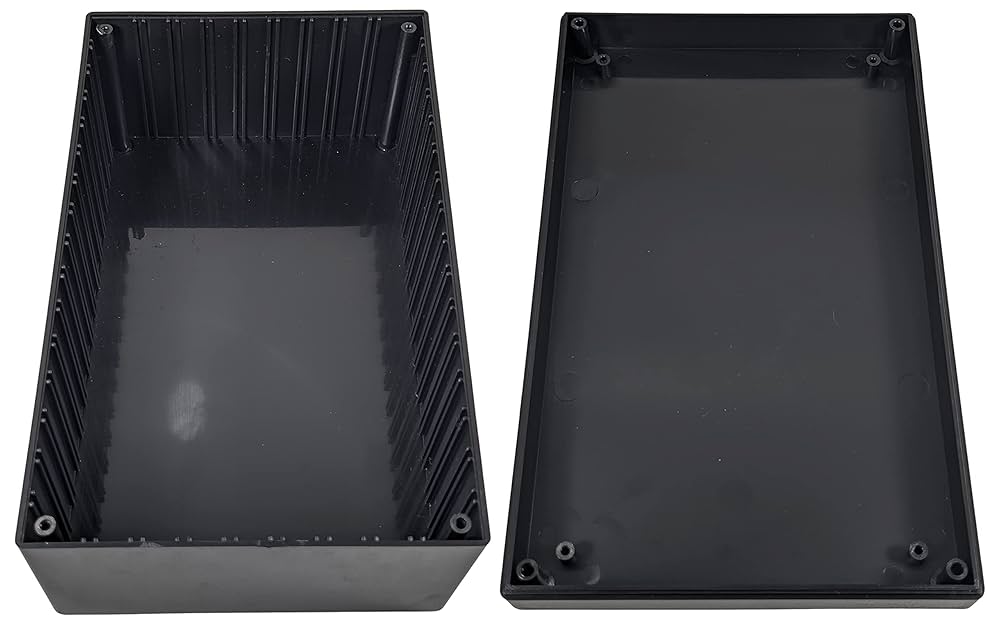 Black ABS Plastic Enclosure Project Box with Lid and Screws