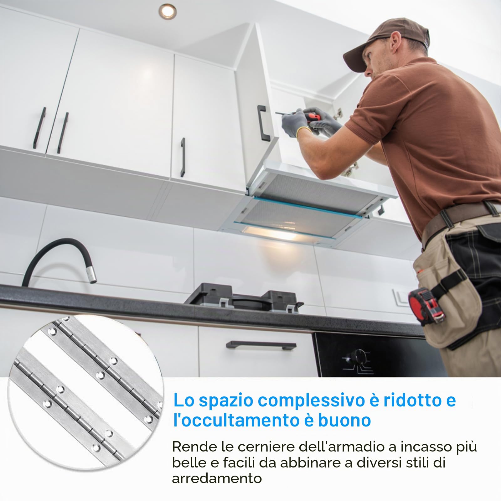 Cerniera per Pianoforte in Acciaio Inossidabile 4 Pezzi Cromata Lunga per Mobili