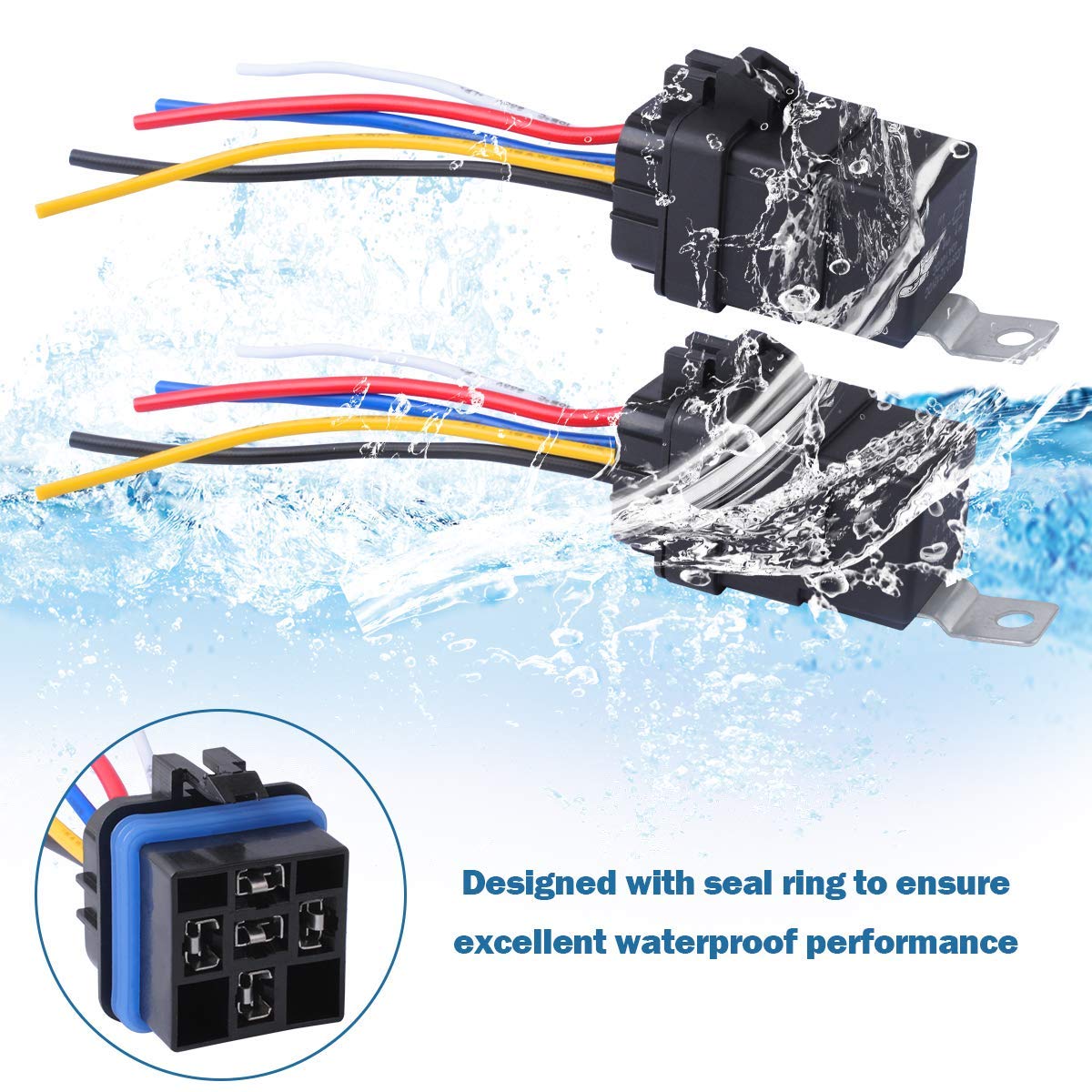 Waterproof Relays Automotive Relay 5-Pack 12V 40/30 Amp SPDT Waterproof Relay With ...