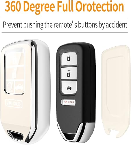 Miniatura 4 de Sindeda Funda para llavero Honda con llavero suave de protección completa para llave, Blanco