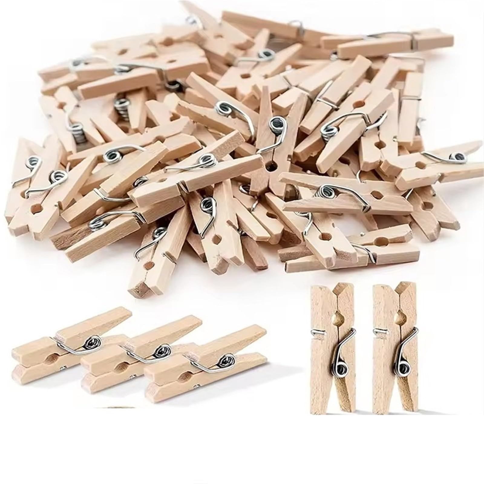 100/200/300/500Pcs Wooden Photo Clips, Multifunctional And Reusable, Mini For Walls And DIY Crafts For Colthes(0.7x2.5cm 100pcs)