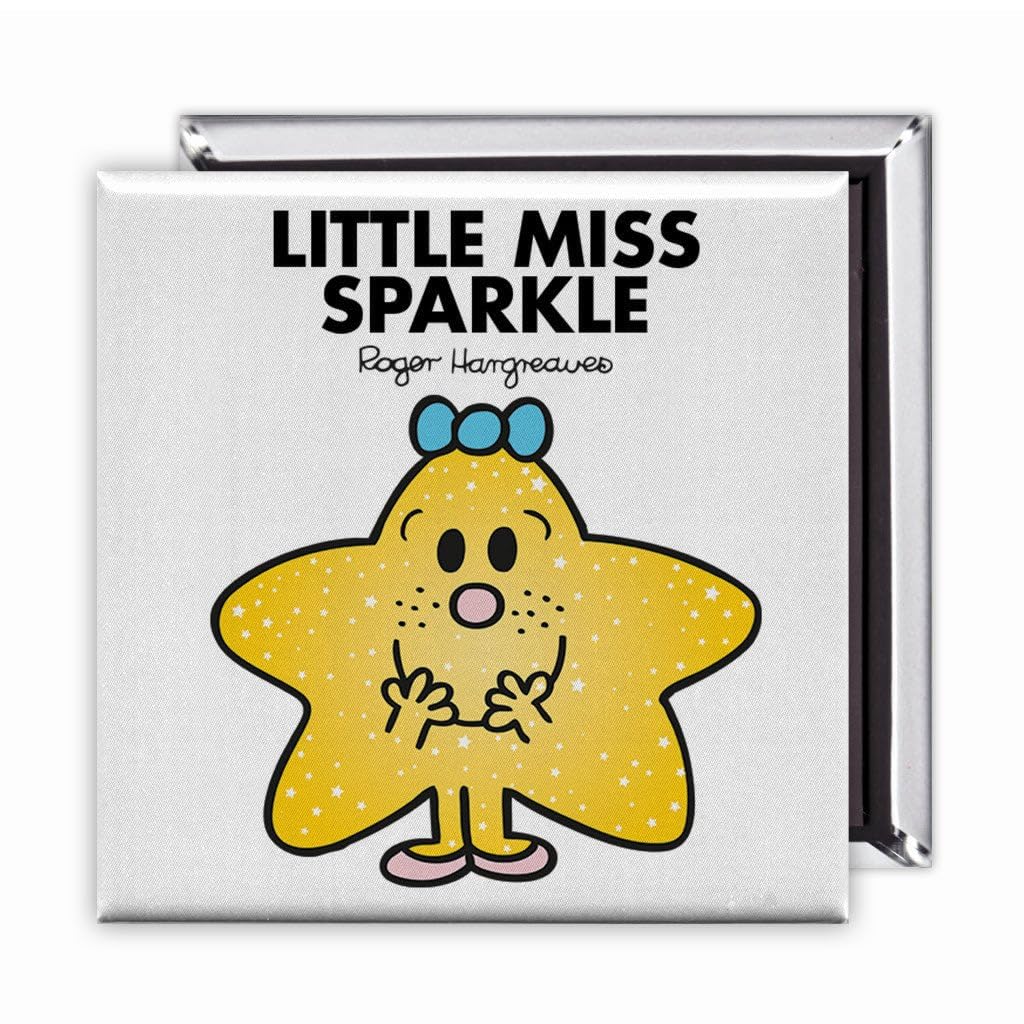 Little Miss Sparkle Magnet – 2x2 Inch Glossy Rectangular Fridge Magnet | Official Mr Men Gift | Proudly Made in the UK | Fun Home or Office Accessory with Branded Packaging