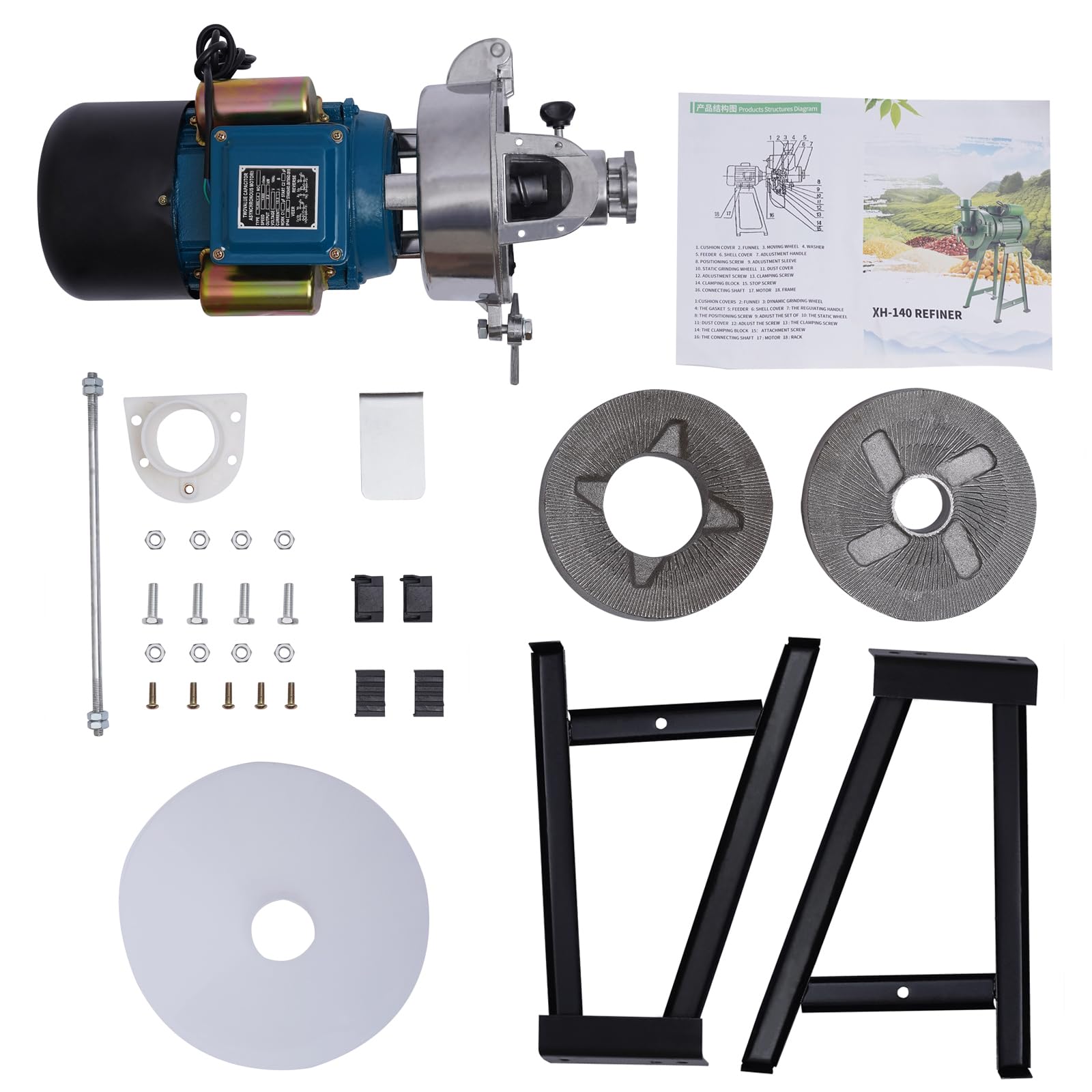 Elektrisch GetreidemüHle, 2200W KornmüHle SchrotmüHle Zerkleinerer Grain Mill Mit Trichter FüR Weizen Reis Mais, 40Kg/H GetreidemüHle Elektrische, Elektrische GetreidemüHlen