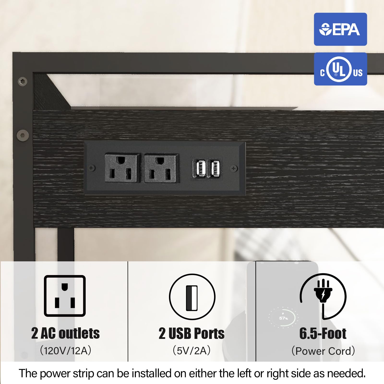 Livofloral Printer Stands with Charging Station 25 2 x 18 9 Inch Large Printer Stand with Wheels for — view 4