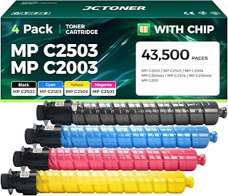 MP C2003 C2503 High Yield Toner Cartridge Set 4-Pack Black Cyan Magenta Yellow Replacement for Ricoh 841918 841921 841920 841919 Toner Aficio C2003 C2503 C2004 C2504 C2004ex C2504ex Laser Printer Ink