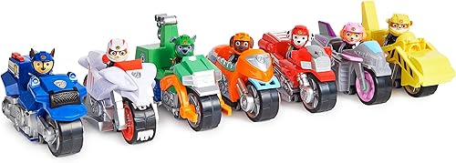 Miniatura 26 de Paw Patrol, Moto Pups Deluxe de Marshall, vehículo de motocicleta de tracción que hace piruetas, figura de juguete