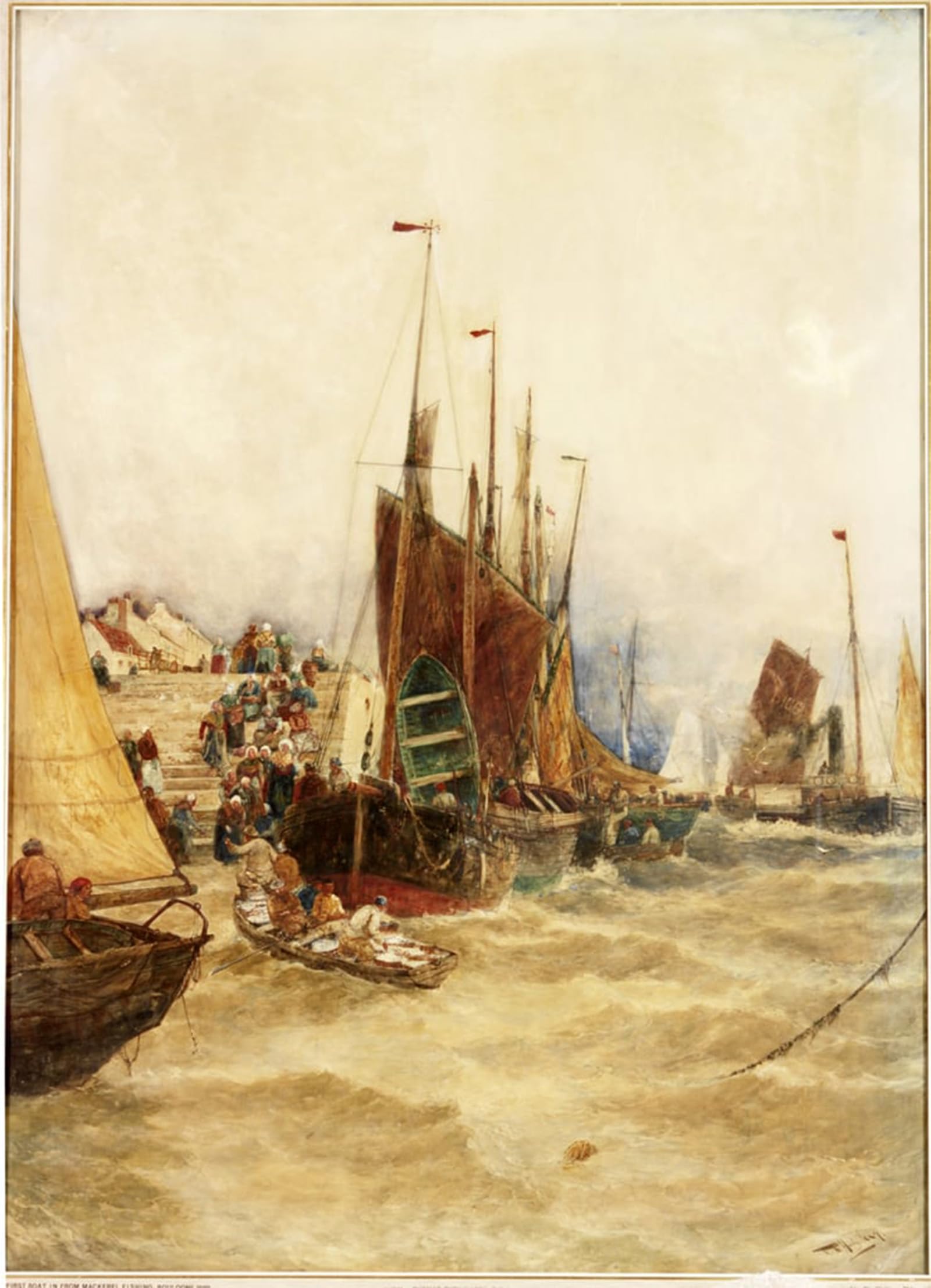 POSTERIIk Famous Modern Artwork Art Mural the First Boat in From Mackeral Fishing Boulogue by Bush Hardy Oil Paintings Pictures for Home Decor 60x90cm
