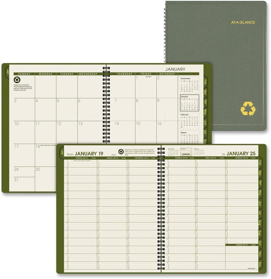 Amazon.com : AT-A-GLANCE Recycled Weekly/Monthly Appointment Book, 8 x