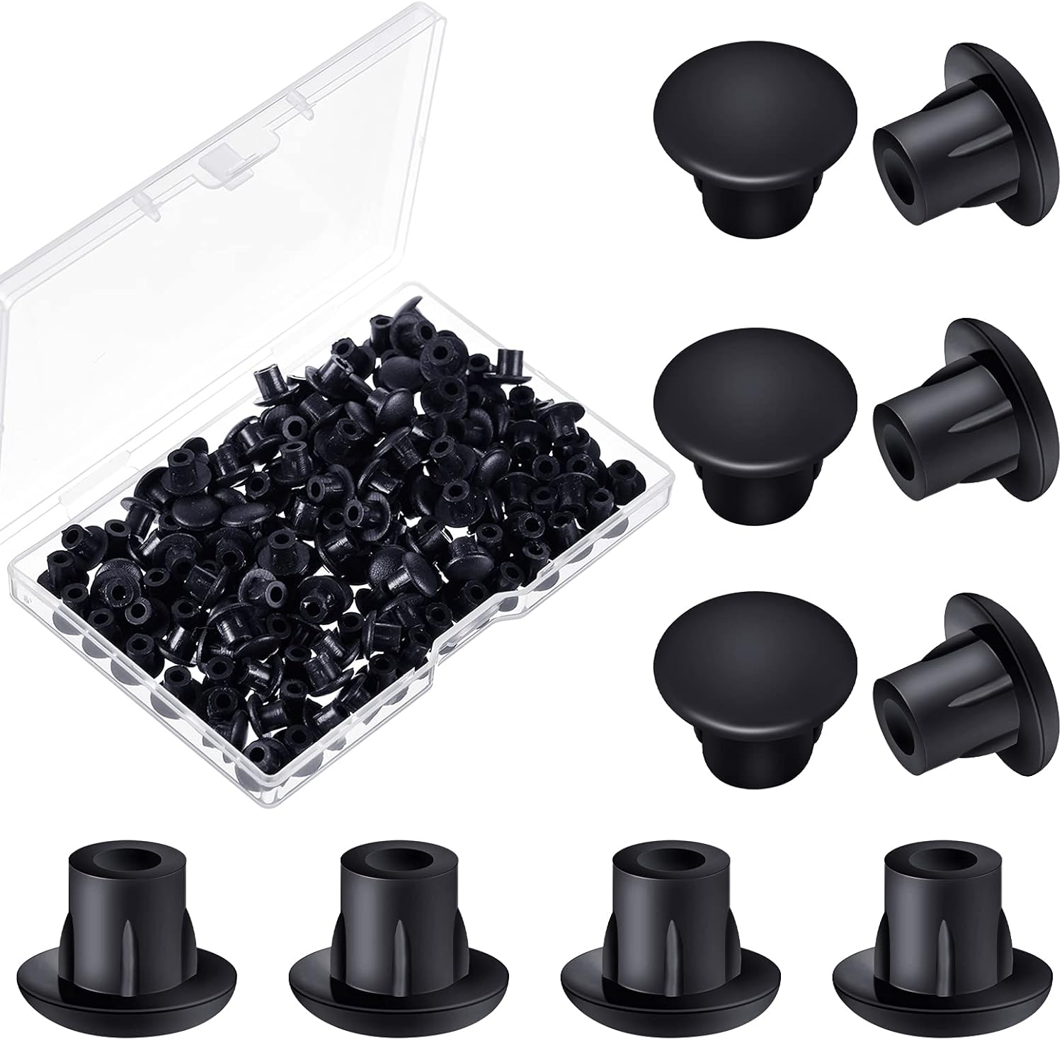 3/8 Inch 10 mm Plastic Plugs Hole Plugs Screw Hole Pugs for Holes Door Screw Chair Cabinet Cupboard Shelf(Black,100 Pieces) - - 