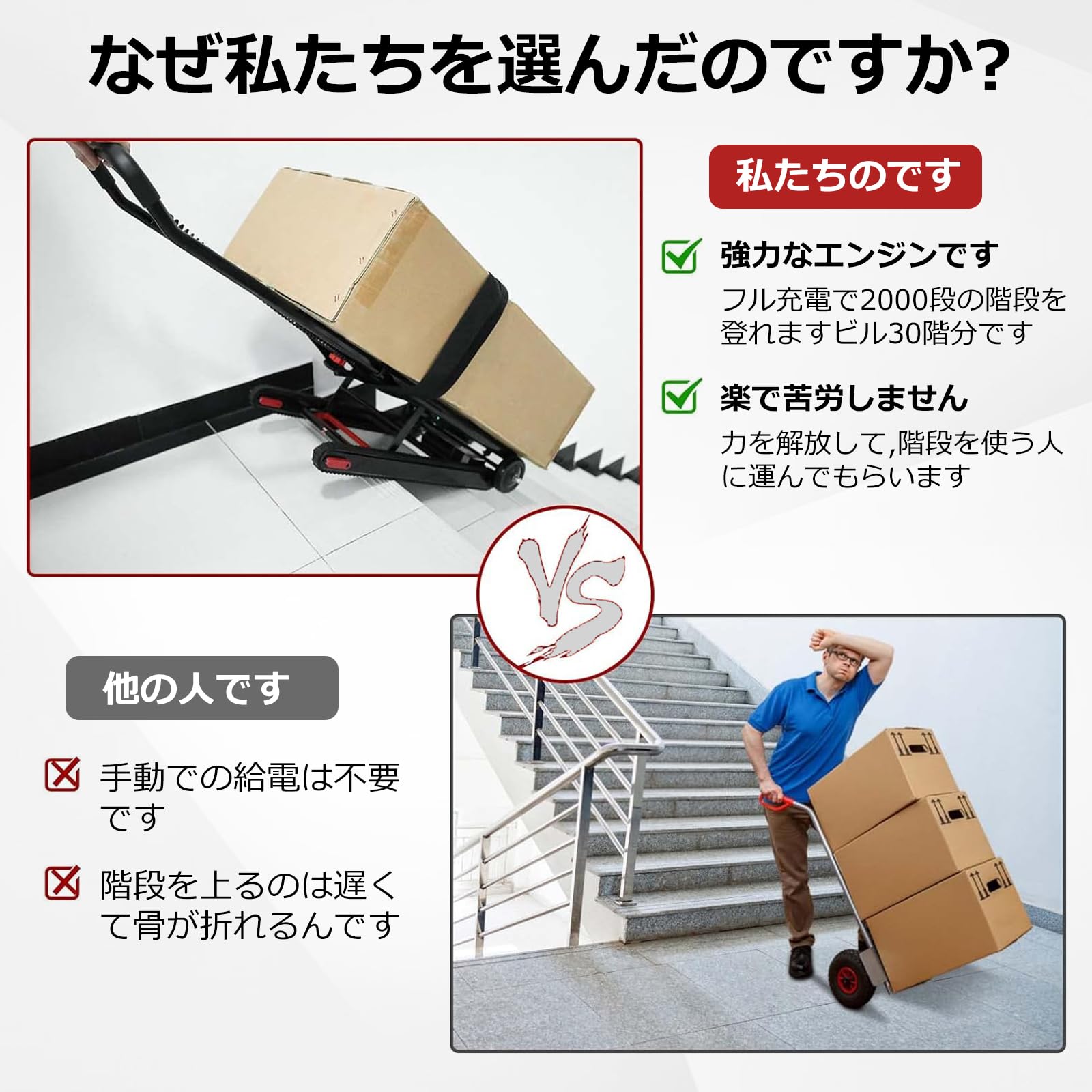 Amazon.co.jp: 電動階段台車 軽量電動折りたたみ台車 使用時間/5時間 