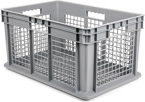 Hudson Exchange 24 x 16 x 12 (paquete de 3) Contenedor de almacenamiento de malla recta con mango de pared, gris