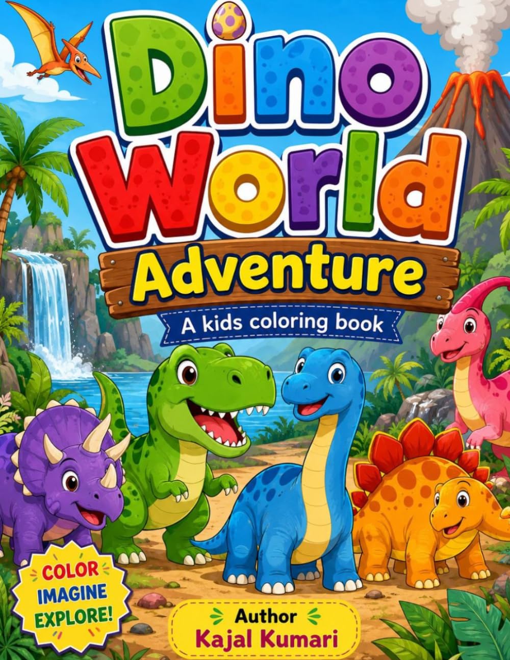 Dino World Adventure: A colouring book for kids