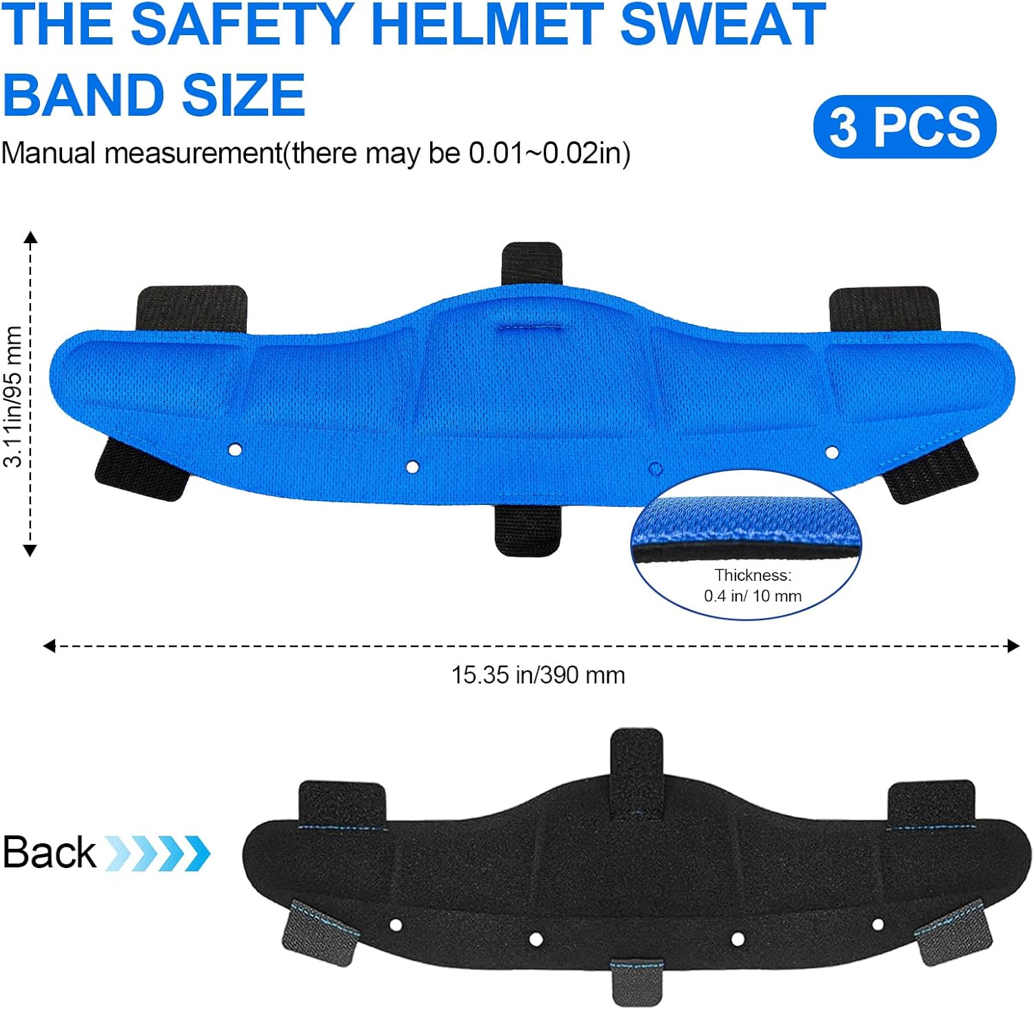 Hard Hat Sweatbands, Sweat Band for Safety Helmet, Washable Reusable Hardhat Sweatband Cooling Liners Air Cushion Hard Hat Accessories, Suspension Sweat Band for Safety Helmet - Moisture Wicking 3 PCS