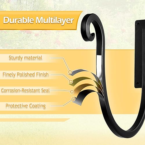 Miniatura 5 de Soporte de manguera de montaje en pared (metal8 pulgadas) resistente para manguera de jardín al aire libre, montaje en estante de manguera forjado a