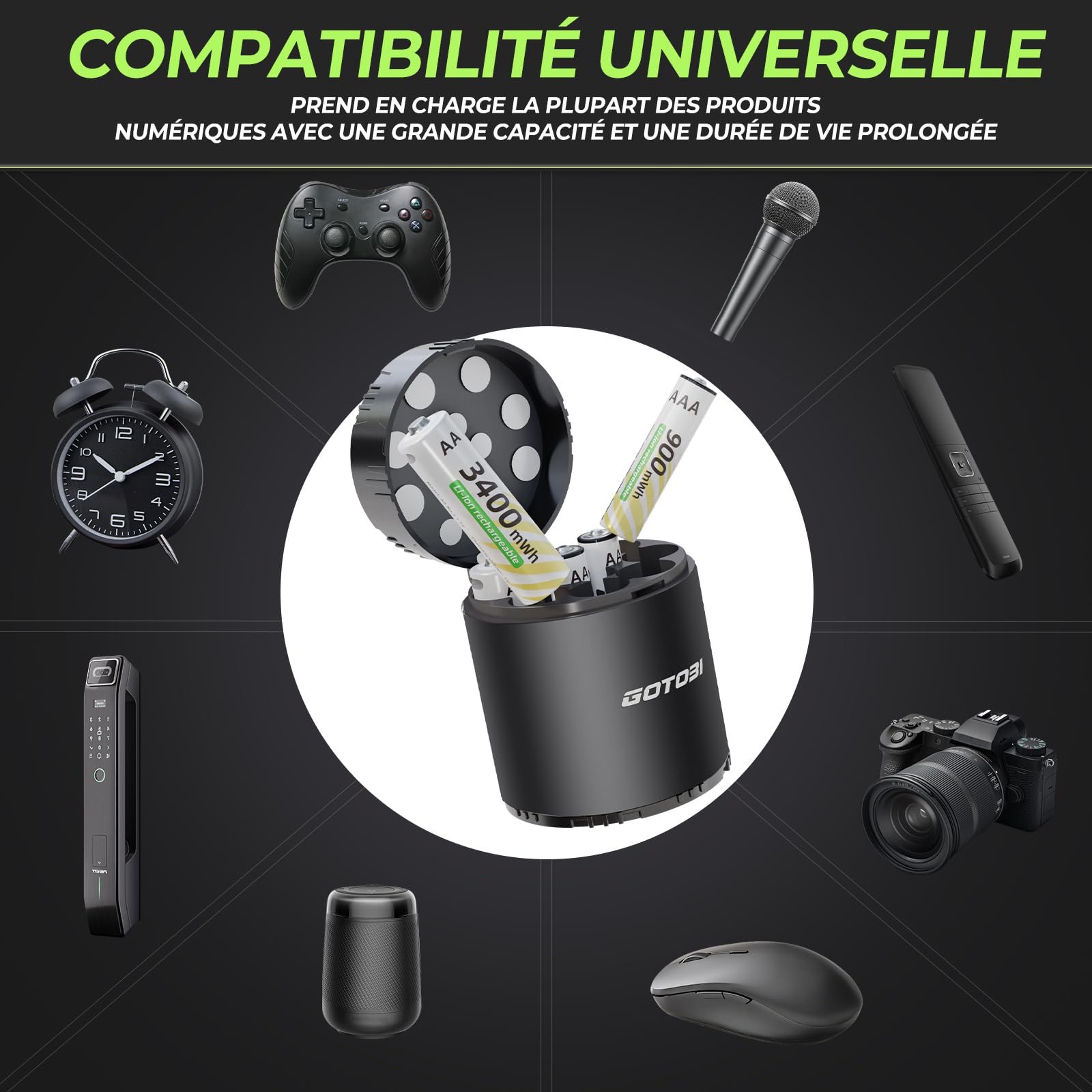 Piles Rechargeables USB C Lithium AA 8 3400mWh et 4 Piles AAA 900 mWh, 1,5 V Lithium Batterie Rechargeable,1600 Cycles avec Fonction de Charge-Conservation