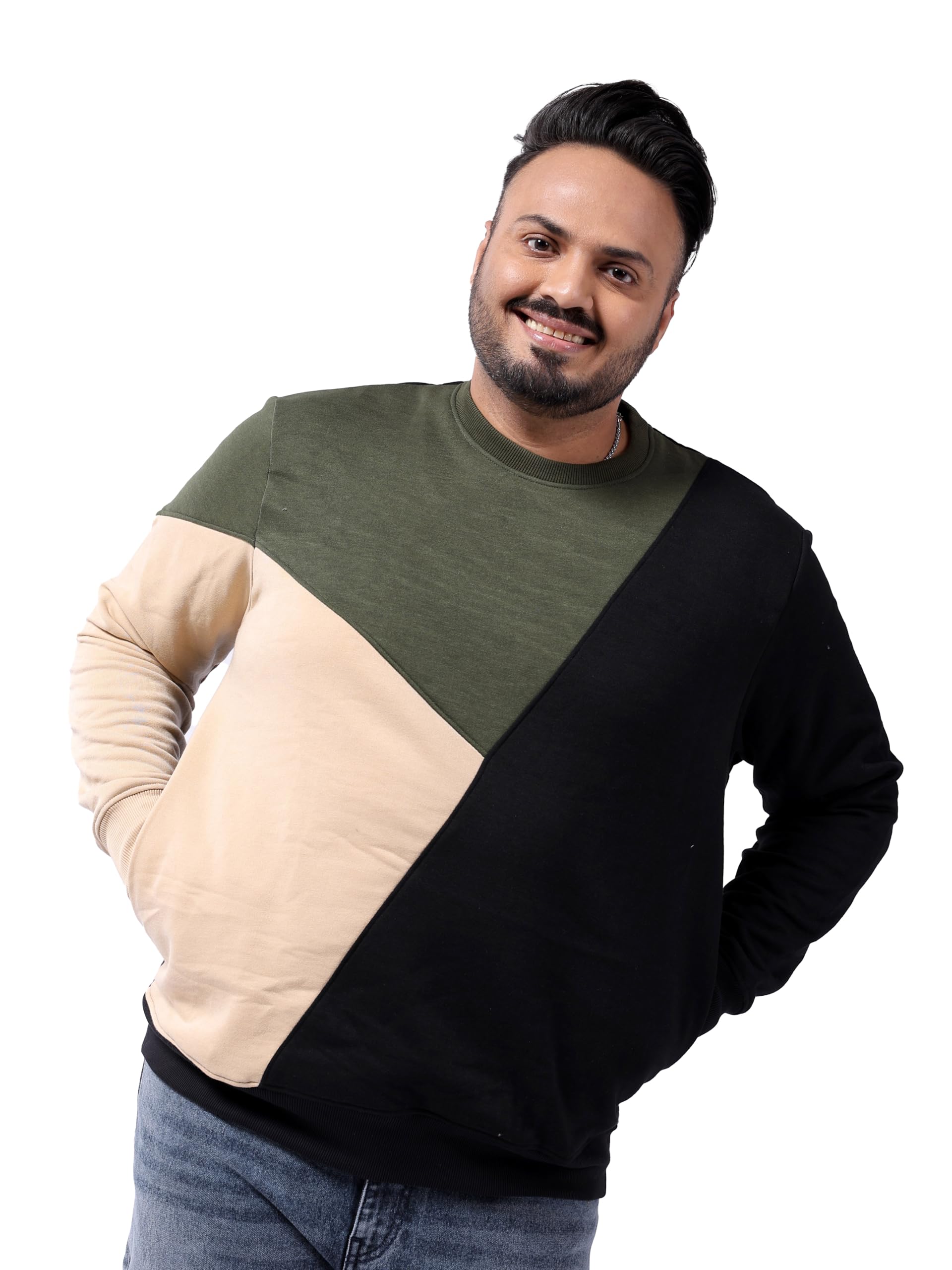 Men's Polyester Crew Neck Sweatshirt (0423-HSSWT-09-1_Black-image-4