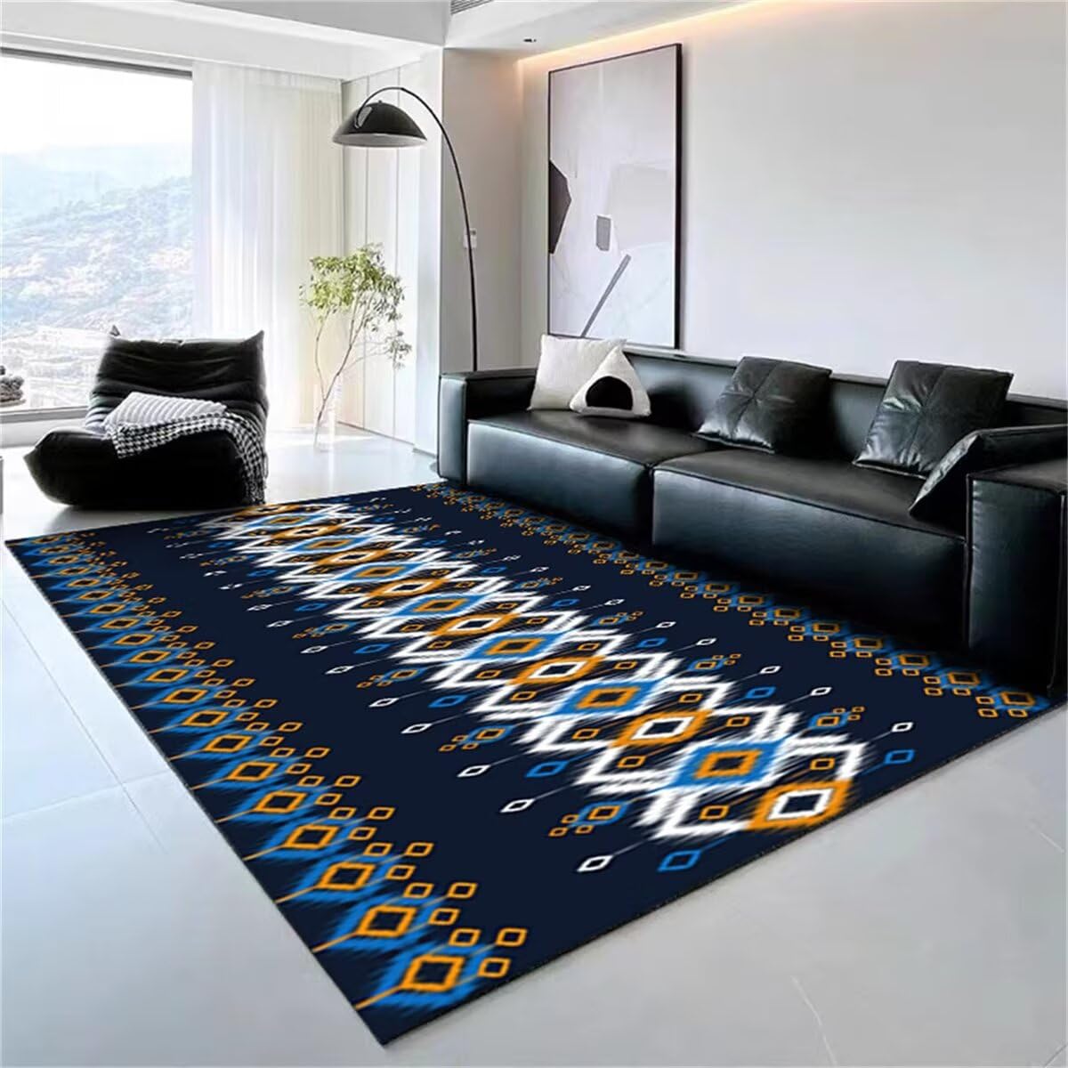 Paillasson salon contemporain bleu pour chambre parentale