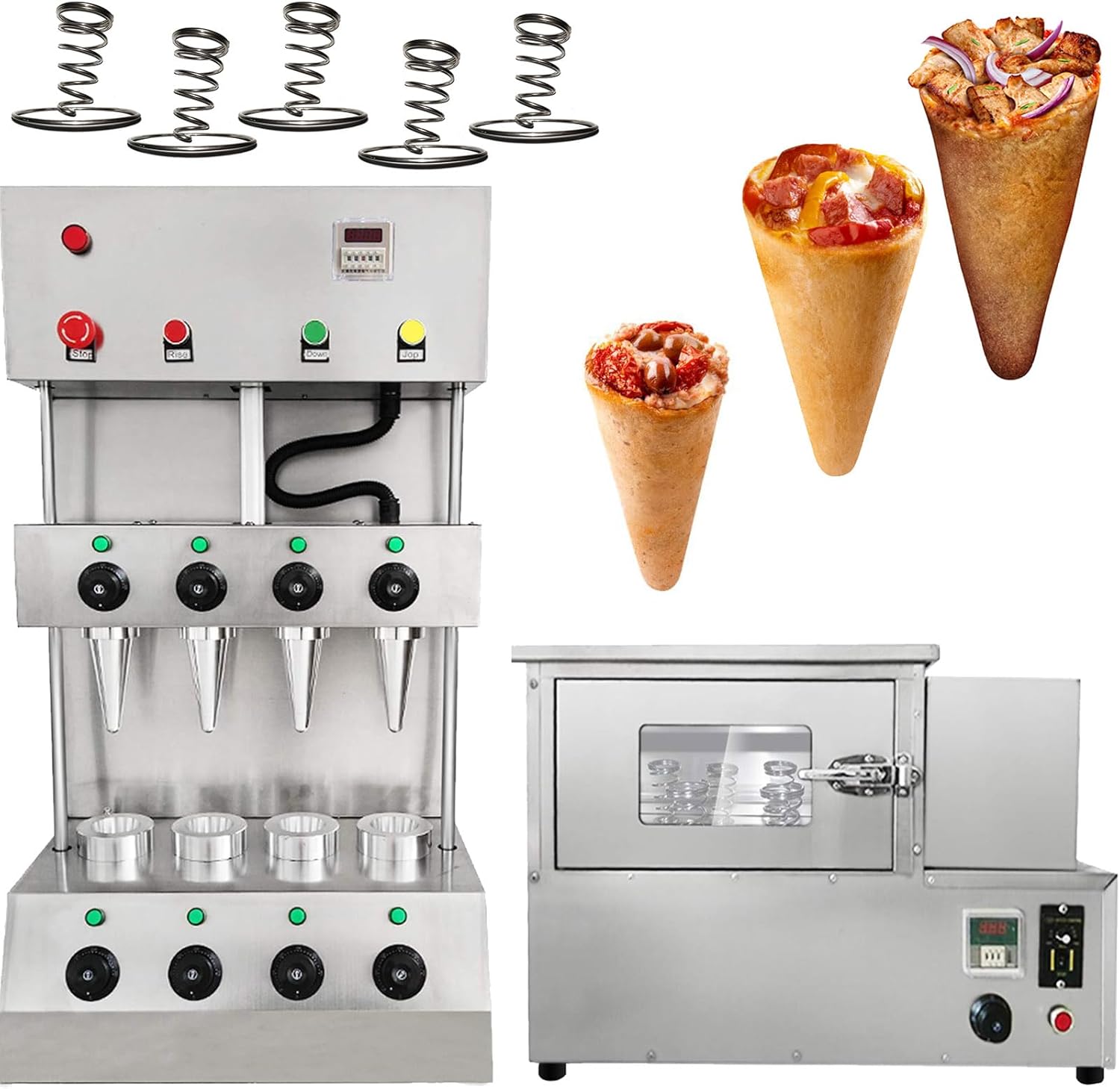 TXMACHINE® Pizza cone machine 4 cone maker with Pizza Ovens