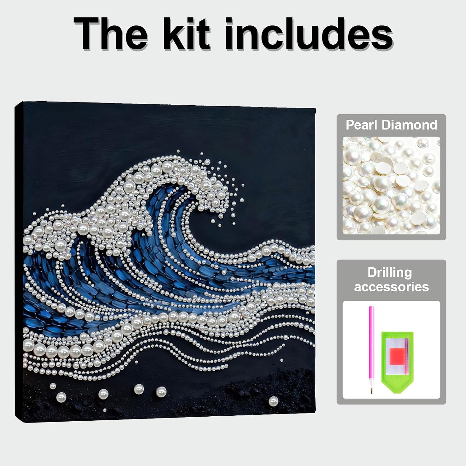 Sulunmo with Frame Diamond Art Kits for Adults,5D Pearl Art Diamond Painting Kits for Beginners,DIY Diamond Dots Pearl Paintings Picture Arts Craft for Adults,Home Wall Decor (Waves) 30 * 30cm