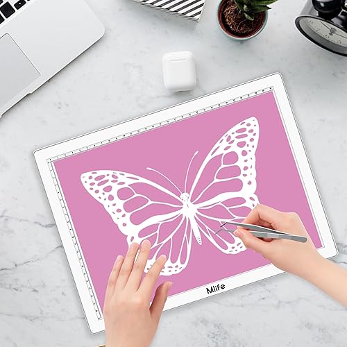 Miniatura 7 de Mlife Caja de luz recargable A4 para trazar, almohadilla de luz LED para desmalezar vinilo, caja de luz perfecta para pintura de diamantes,