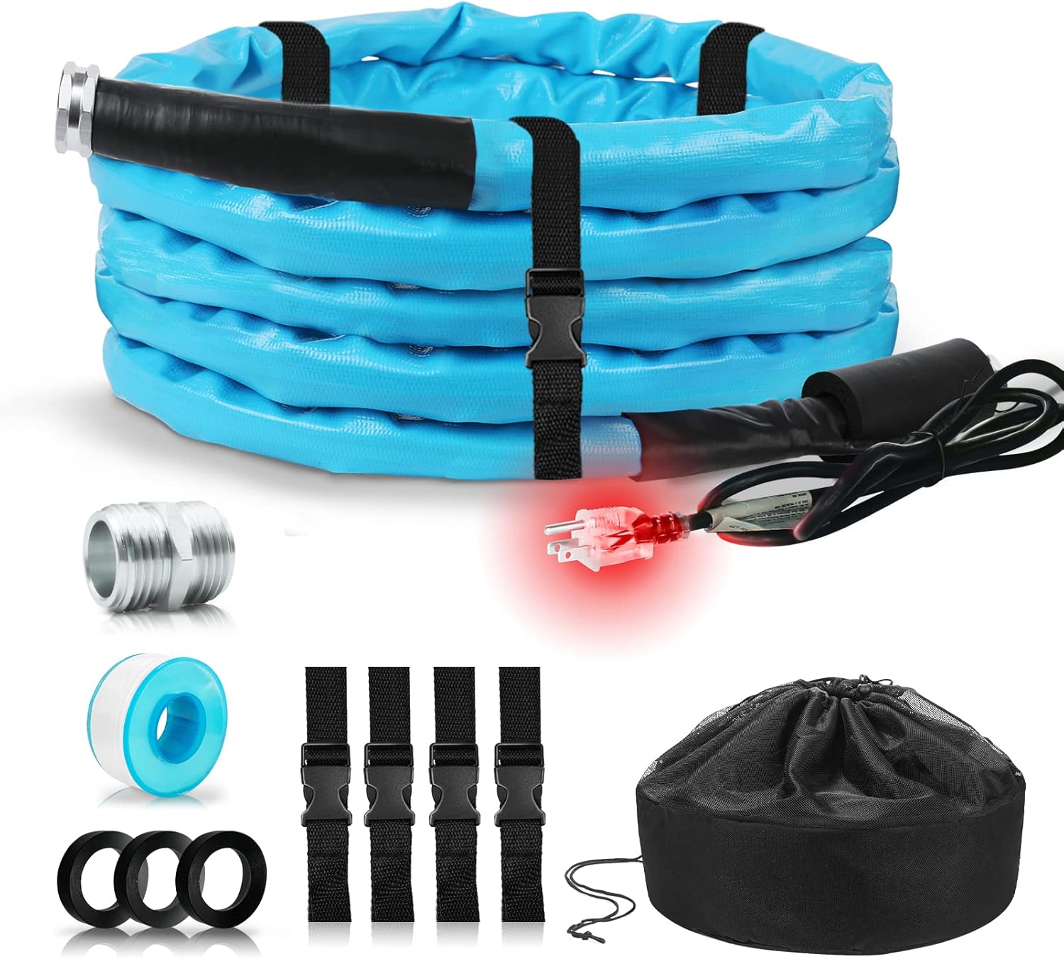 Cupohus Heated RV Water Hose 25FT x 5/8"ID - Freeze Proof to -45F, Self-Regulating, Safe for Drinking Water - Prevents Frozen & Burst Pipes for Winter Camping, Easy Setup