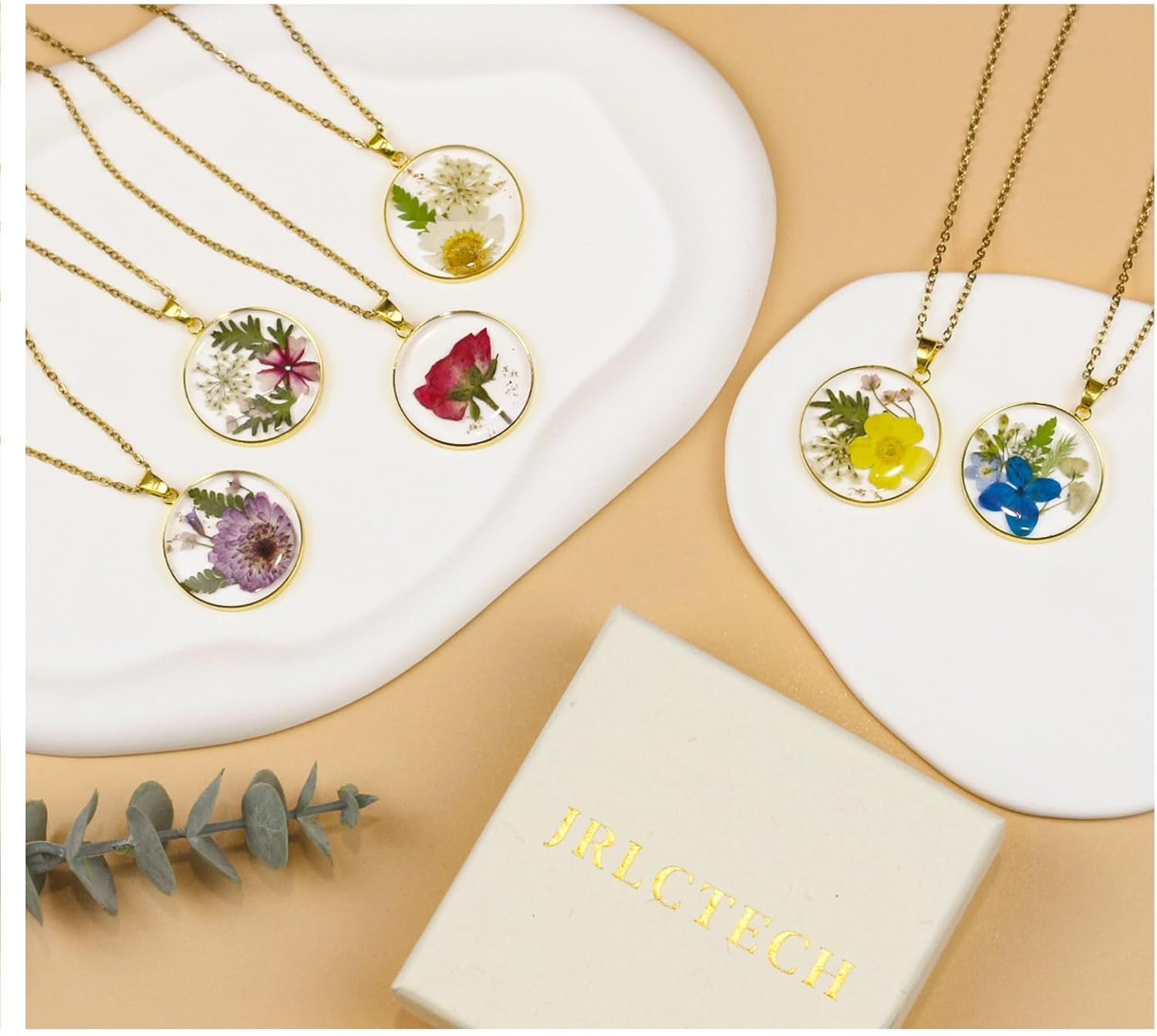 Birth Flower Necklaces for Women, Birth Month Carnation Pressed Flower Necklace, Handmade Resin Flower Pendant, Personalized Jewelry for Women Birthday Gift 18'' - Image 6