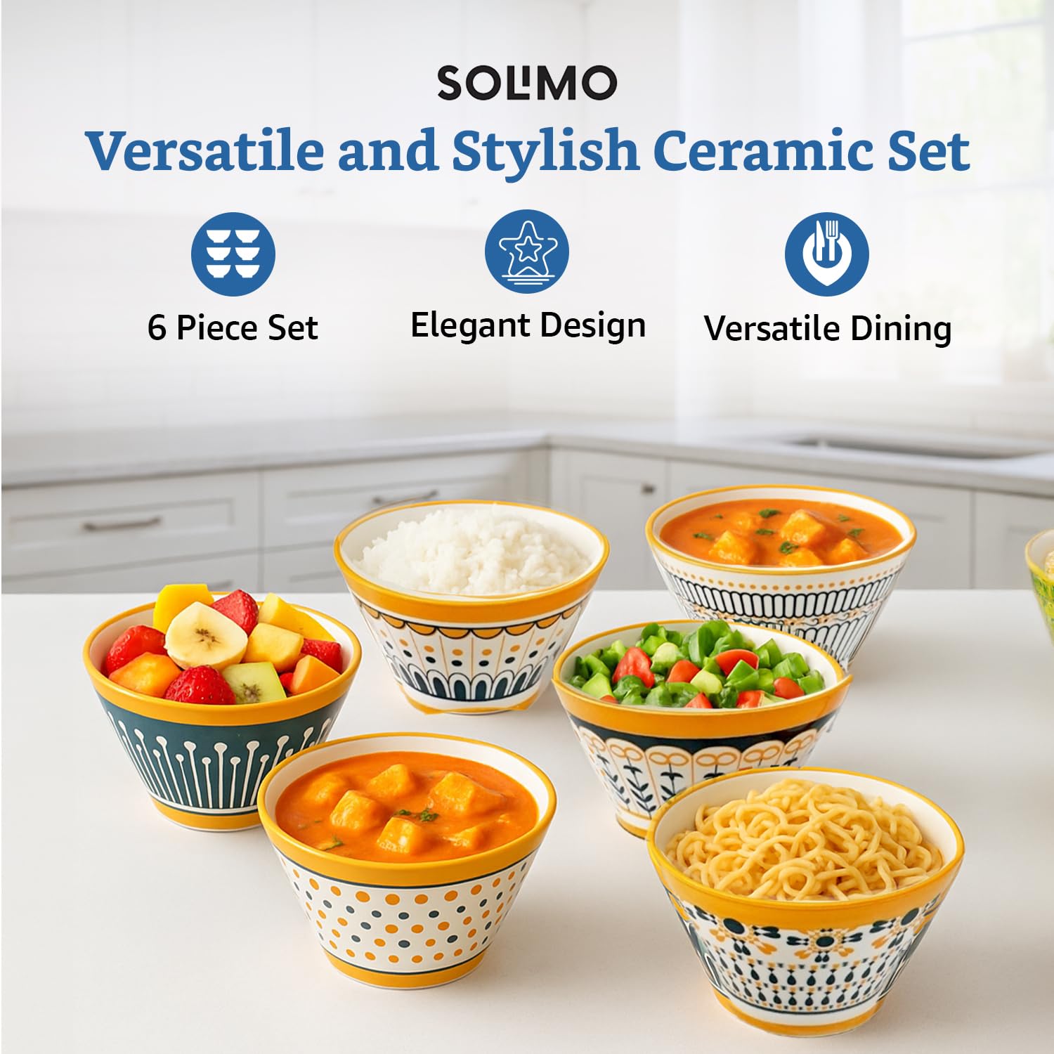 Solimo Ceramic Bowl, Set of 6 | Microwave & Dishwasher Safe| Bowls for Snacks, Fruits, Salad, Desserts | BPA & Lead-Free Bowls | 400ml, Burnt Sienna 1