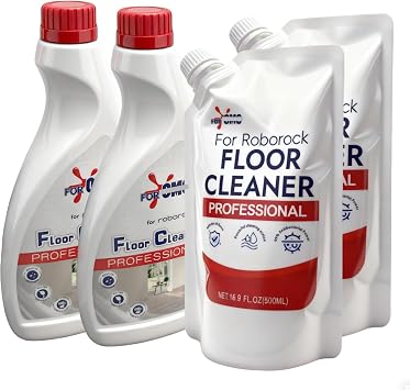 2 Bottle+2 pack Original Scent Floor Cleaning Solution - For Roborock Robot Vacuum & Mop, Deep Cleans Hard Floors, Works With All Mopping Robot Vacuums