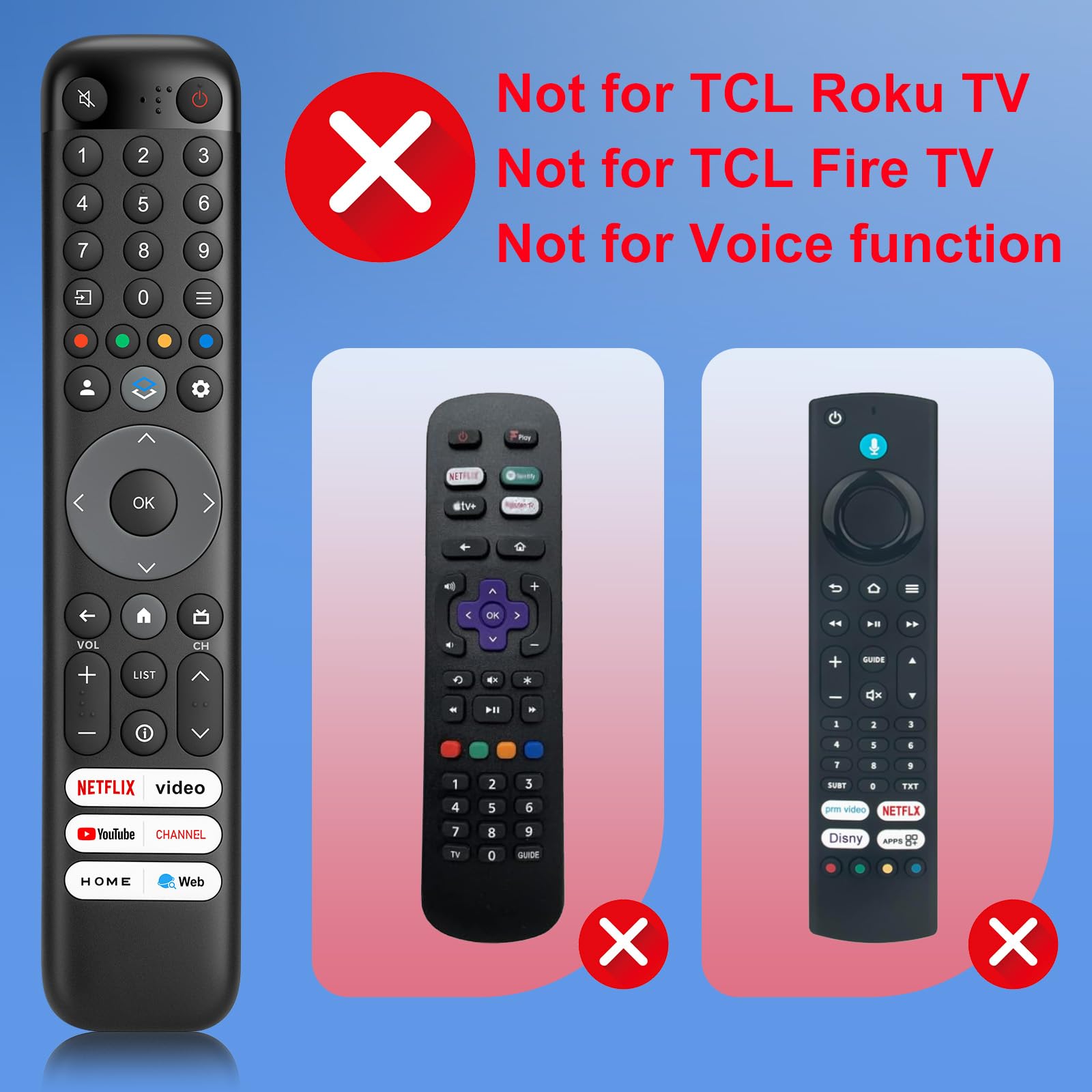 per Telecomando-TCL-Smart-TV, Universale per Tutte le Original TCL TV（Senza funzione vocale）