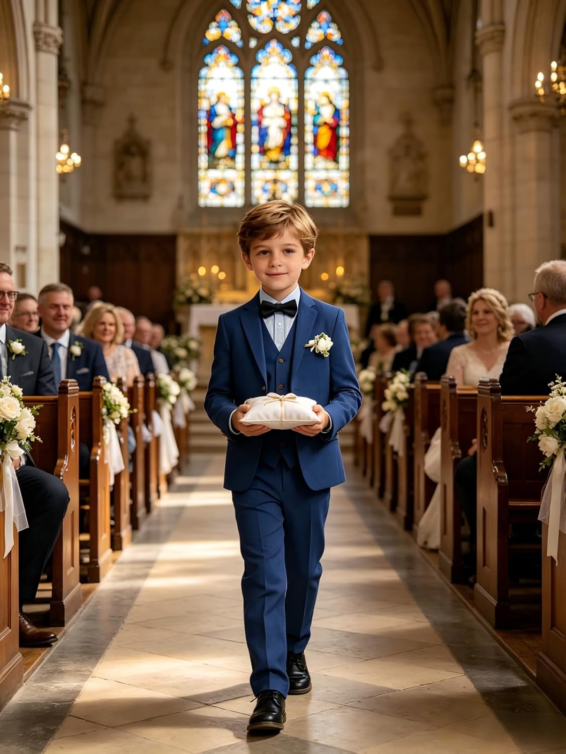 Boys Linen Suit Kids Beach Wedding Tuxedo Ring Bearer Outfit 3 Piece Lightweight Blazer Pants Set Graduation Prom
