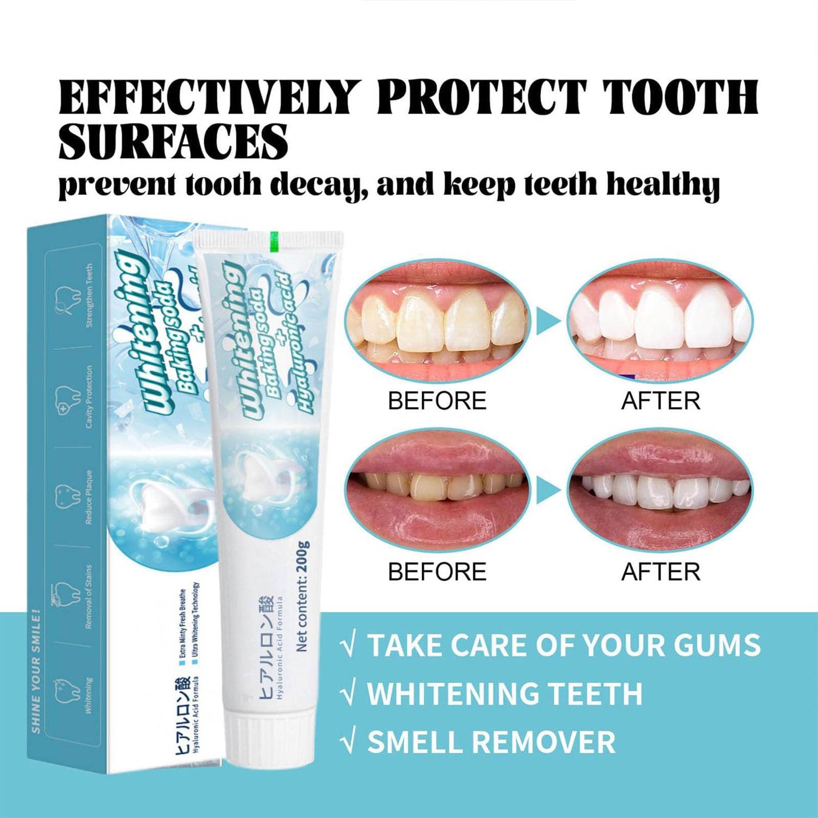 Per set di dentifricio sbiancante scoban, sbiancamento dei denti scoban con bicarbonato di sodio, potente formula scobana per un sorriso più luminoso, rimuove le macchie, respiro fresco (3pcs)