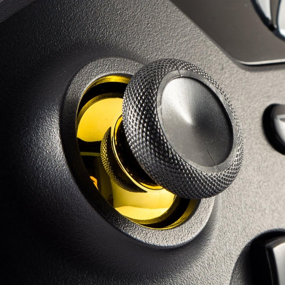 eXtremeRate 10 pcs Rubberized Chrome Gold Thumbsticks Analog Sticks Buttons Replacement Parts for Xbox One Standard for Xbox One Elite for Xbox One S/X and for Xbox Series X & S Controller